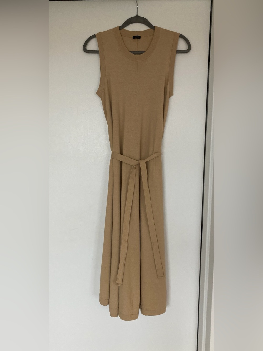 Joseph Sleeveless Tan Tie-Waist Dress